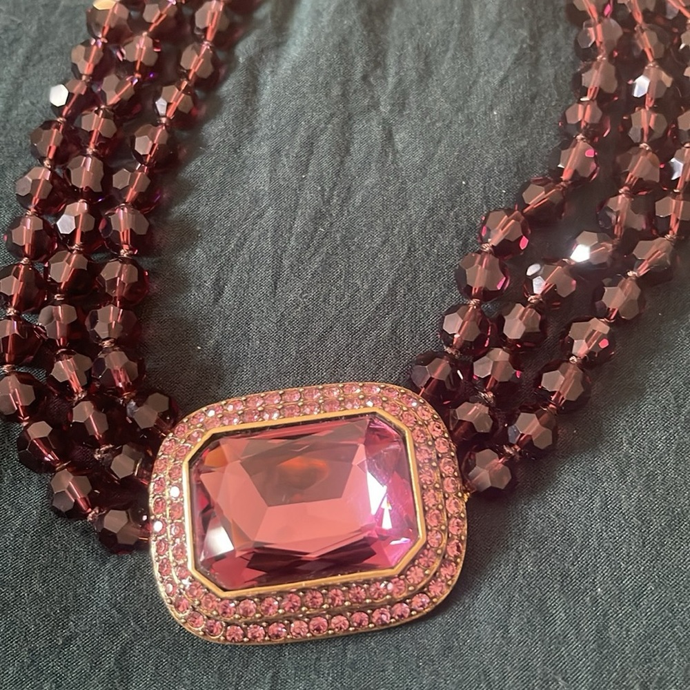 Heidi Daus Deep Pink Crystal Necklace